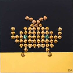 POP INVASOR Ruinart 2017 Malvina Sauvage POP INVASOR-Ruinart-création 2017 acrylique/capsules sur cadre bois 50 x 50 cm