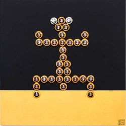 POP INVASOR Veuve Clicquot 2017 Malvina Sauvage-POP INVASOR- Veuve Clicquot-création 2017 acrylique/capsules sur cadre bois 50 x 50 cm