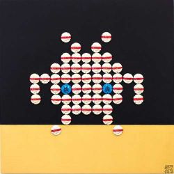 POP INVASOR Mumm 2017 Malvina Sauvage-POP INVASOR-Mumm-création 2017 acrylique/capsules sur cadre bois 50 x 50 cm